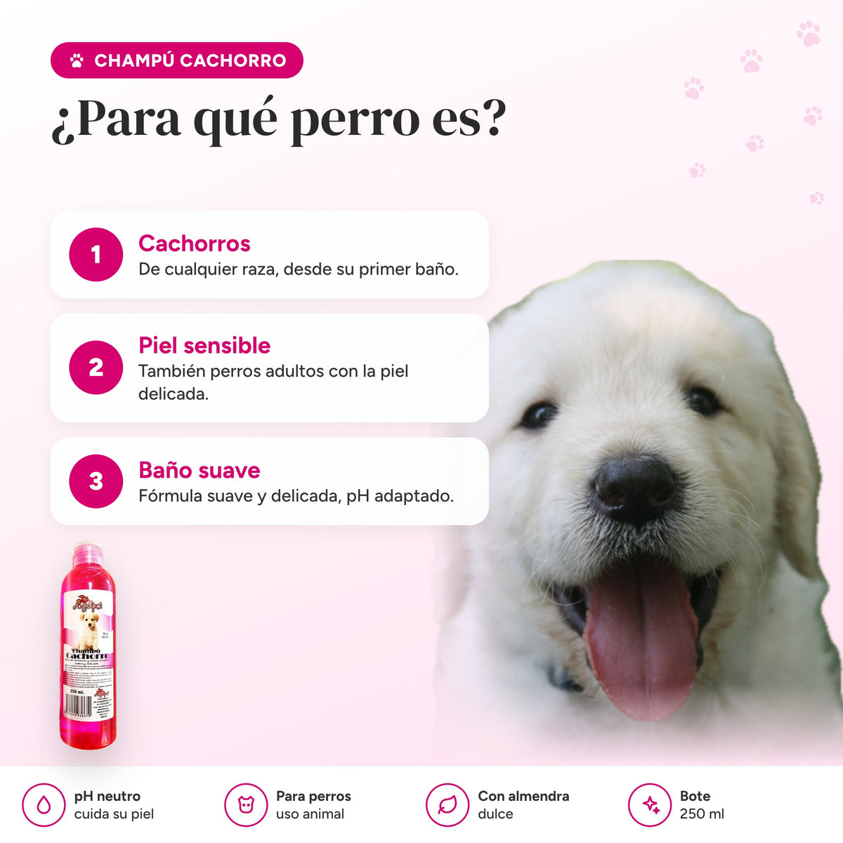 Para qué perro es el champú para cachorros y piel sensible