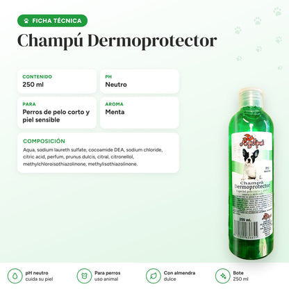 Ficha técnica y composición del champú dermoprotector para perros de piel sensible