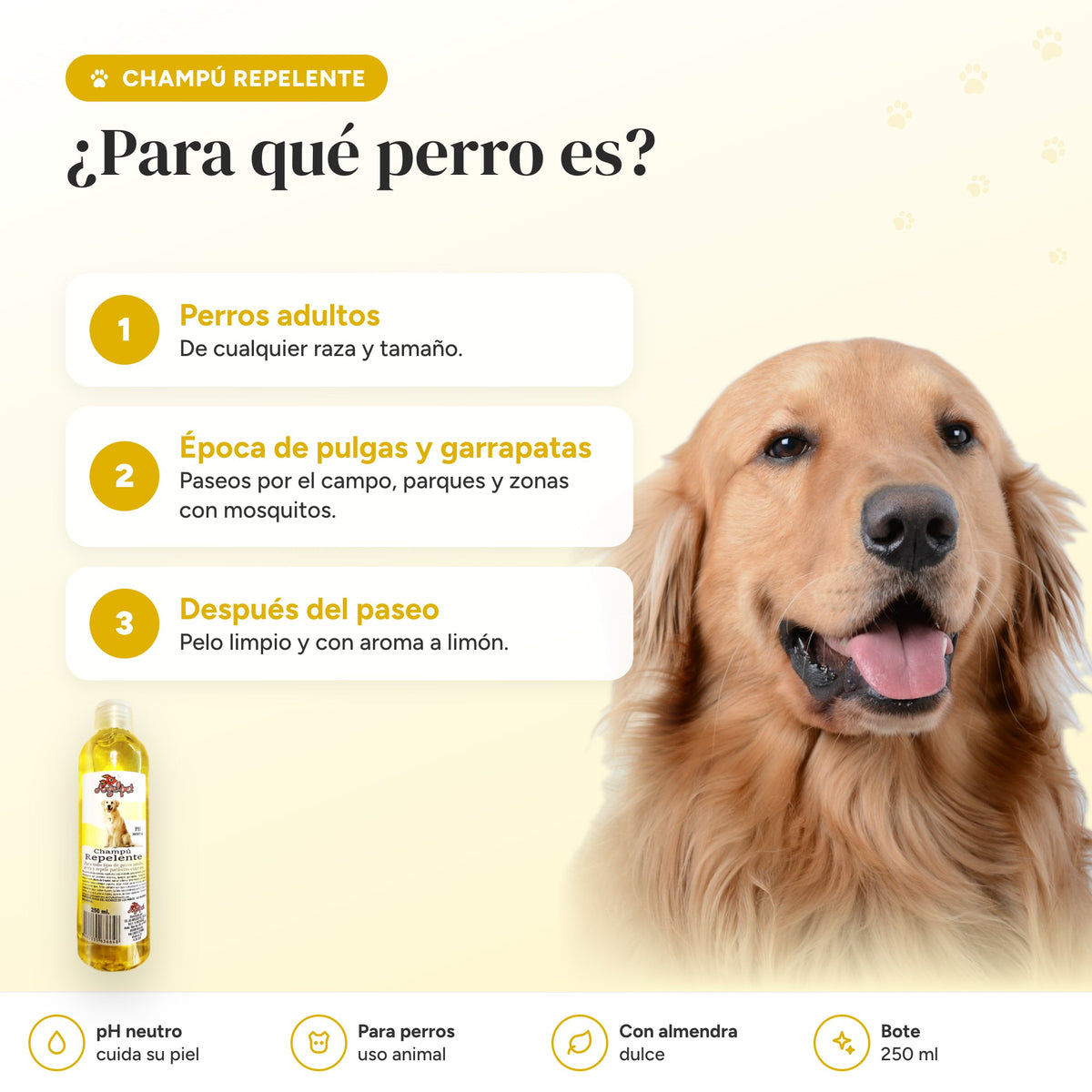Para qué perro es el champú repelente antiparasitario para perros