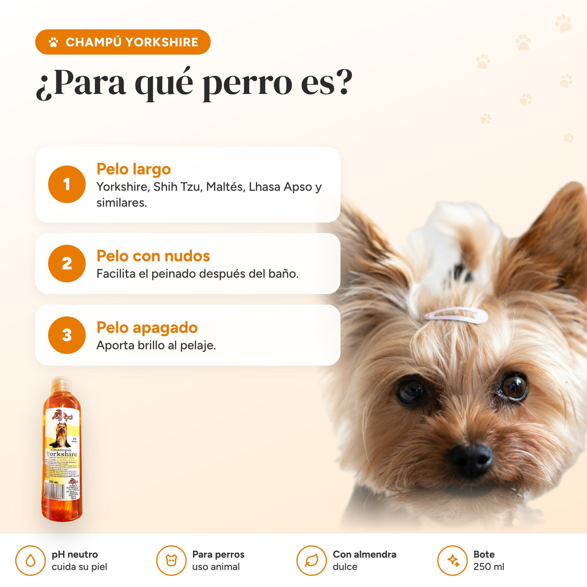 Para qué perro es el champú para yorkshire y perros de pelo largo