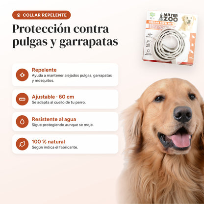 Repele pulgas, garrapatas y mosquitos, ajustable y resistente al agua